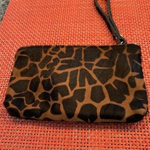 In  Pell Leather Italian Animal Print Wristlet